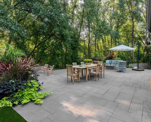 Patio Landscaping with table and garden