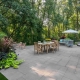 Patio Landscaping with table and garden