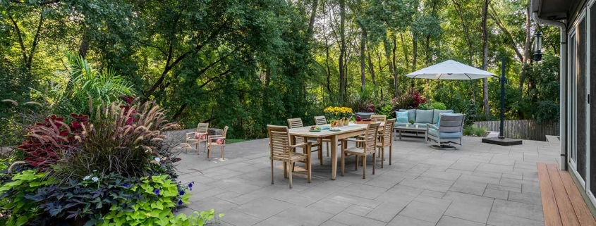 Patio Landscaping with table and garden